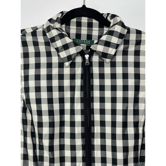 Lauren Ralph Lauren Jacket Check Windbreaker Coat Black White Plaid‎ M LRL - Picture 2 of 11